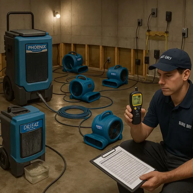 Structural Drying and Dehumidification process in Canadian Lakes, MI